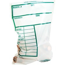 Cash Transmittal Bags, Printed Info Block, 6 X 9, Clear, 100/pack