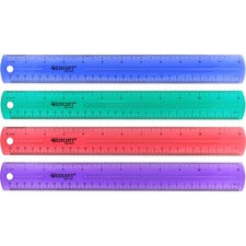 12" Jewel Colored Ruler, Standard/metric, Plastic