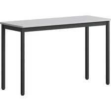 Lorell Utility Table - Gray Rectangle, Laminated Top - Powder Coated Black Base x 47.25" Table Top Width x 18.13" Table Top Depth - 30" Height - Assembly Required - Melamine Top Material