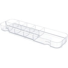Deflecto Caddy Storage Tray - 9 Compartment(s) - 1.3" Height x 13.1" Width x 3.8" Depth - Desktop - Portable, Stackable - Clear - Polystyrene - 1 Each