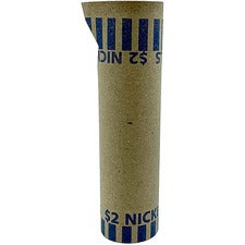 PAP-R Tubular Coin Wrap - 5� Denomination - Durable, Burst Resistant, Crimped, Pre-formed - 57 lb Basis Weight - Paper - Blue
