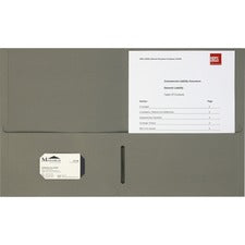 Business Source Letter Portfolio - 8 1/2" x 11" - 125 Sheet Capacity - Inside Front & Back Pocket(s) - Gray - 25 / Box