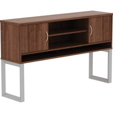 Lorell Walnut Laminate Freestanding Hutch - 59" x 15" x 36" - 3 Shelve(s) - Finish: Walnut Laminate