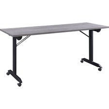 Lorell Mobile Folding Training Table - Rectangle Top - Powder Coated Base x 63" Table Top Width - 29.50" Height x 63" Width x 29.63" Depth - Assembly Required - Weathered Charcoal