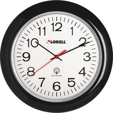 Lorell 13-1/4" Radio Controlled Wall Clock - Analog - Quartz - White Main Dial - Black/Plastic Case