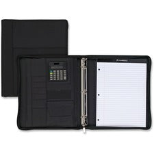 MeadWestvaco Cambridge City Zipper Binder - 1" Binder Capacity - Letter - 8 1/2" x 11" Sheet Size - 3 x Ring Fastener(s) - MicroFiber - Black - Zipper Closure - 1 Each