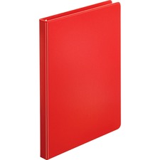 Business Source Basic Round Ring Binders - 1/2" Binder Capacity - Letter - 8 1/2" x 11" Sheet Size - 125 Sheet Capacity - 3 x Round Ring Fastener(s) - Polypropylene, Chipboard - Red - 8.96 oz - Sturdy - 1 Each