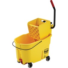 Rubbermaid Commercial Wavebreak 44-Quart Side Press Mopping System - Plastic, Steel - x 17" Width x 24" Depth x 38" Height - Yellow - 1 Each
