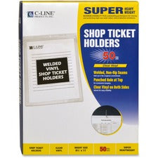 Clear Vinyl Shop Ticket Holders, Both Sides Clear, 15 Sheets, 8.5 X 11, 50/box