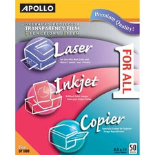 Color Laser/inkjet Transparency Film, 8.5 X 11, 50/box