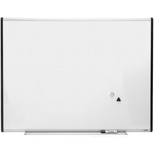 Lorell Magnetic Dry-erase Grid Lines Marker Board - 48" (4 ft) Width x 36" (3 ft) Height - Porcelain Surface - Silver, Ebony Frame - 1 Each
