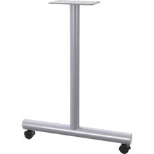 Lorell Relevance Tabletop Wheeled T-Leg Base - 27.8" , 2" Caster - Material: Tubular Steel - Finish: Gray