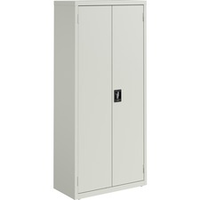 Lorell Slimline Storage Cabinet - 30" x 15" x 66" - 4 x Shelf(ves) - 720 lb Load Capacity - Durable, Welded, Nonporous Surface, Recessed Handle, Removable Lock, Locking System - Light Gray - Baked Enamel - Steel - Recycled