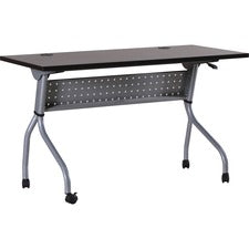 Lorell Espresso/Silver Training Table - Rectangle Top - Four Leg Base - 4 Legs - 48" Table Top Width x 23.50" Table Top Depth - 29.50" Height x 47.25" Width x 23.63" Depth - Assembly Required - Espresso, Silver - Melamine, Nylon