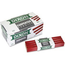 Dixon Economy Flat Carpenter Pencils - Medium Point - Red Lead - 1 Dozen