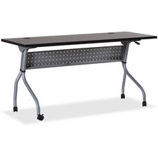 Lorell Espresso/Silver Training Table - Rectangle Top - Four Leg Base - 4 Legs - 60" Table Top Width x 23.50" Table Top Depth - 29.50" Height x 59" Width x 23.63" Depth - Assembly Required - Espresso, Silver - Melamine, Nylon