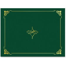 Geographics Letter Recycled Certificate Holder - 8 1/2" x 11" - Hunter Green, Gold - 30% Recycled - 5 / Pack
