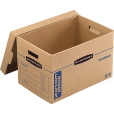 Smoothmove Maximum Strength Moving Boxes, Half Slotted Container (hsc), Medium, 12.25" X 18.5" X 12", Brown/blue, 8/pack