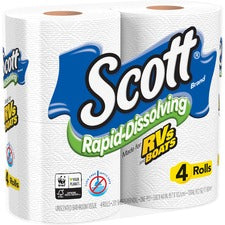 Rapid-dissolving Toilet Paper, Bath Tissue, Septic Safe, 1-ply, White, 231 Sheets/roll, 4/rolls/pack, 12 Packs/carton