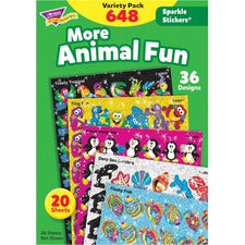 Trend Animal Fun Stickers Variety Pack - Animal, Fun Theme/Subject - Frog Fun, Proud Penguin, Deep Sea Dazzler, Flashy Fish, Beaming Bug Shape - Acid-free, Non-toxic, Photo-safe - 8" Height x 4.13" Width x 6" Length - Multicolor - 1 Each