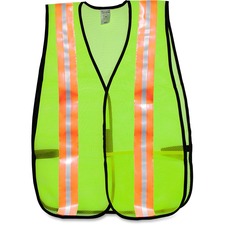 MCR Safety Mesh General Purpose Safety Vest - Reflective Strip, Lightweight - Visibility Protection - Mesh - Lime - 1 Each