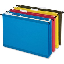 Pendaflex SureHook Legal Recycled Hanging Folder - 3 1/2" Folder Capacity - 8 1/2" x 14" - 3 1/2" Expansion - Poly - Blue, Red, Yellow, Standard Green - 10% Recycled - 4 / Pack