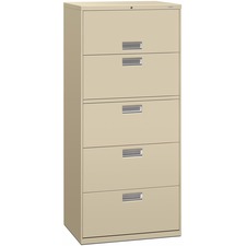 HON Brigade 600 H675 Lateral File - 30" x 18" x 67" - 5 Drawer(s) - Finish: Putty