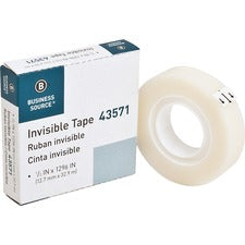 Business Source 1/2" Invisible Tape Refill Roll - 36 yd Length x 0.50" Width - 1" Core - 1 / Roll - Clear