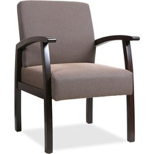 Lorell Deluxe Guest Chair - Espresso Frame - Taupe - 1 Each
