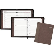 Day Runner Harrison Day Planner - 1 Year - 8 1/2" x 11" Sheet Size - 3-ring - Zippered Closure - Brown - Card Slot, Business Card Holder, Pen Loop, Pocket, Notepad, Phone Directory, Pouch - 1 Each