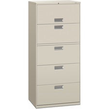 HON Brigade 600 H675 Lateral File - 30" x 18" x 67" - 5 Drawer(s) - Finish: Light Gray