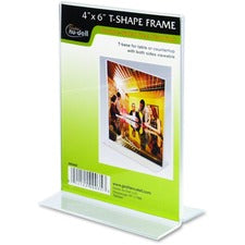 Double-sided Sign Holder - 1 Each - 4" Width x 6" Height - Rectangular Shape - Self-standing - Plastic - Clear
