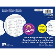 Pacon Multi-Program Handwriting Papers - 500 Sheets - 0.63" Ruled - Unruled Margin - 10 1/2" x 8" - White Paper - 500 / Ream