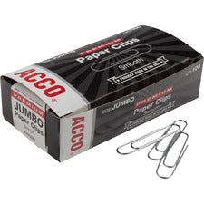 Premium Heavy-gauge Wire Paper Clips, Jumbo, Smooth, Silver, 100 Clips/box, 10 Boxes/pack