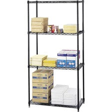 Safco Commercial Wire Shelving - 18" x 72" x 36" - 4 x Shelf(ves) - 2000 lb Load Capacity - Leveling Glide - Black - Powder Coated - Steel - Assembly Required