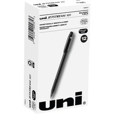 uni&reg; Jetstream 101 Ballpoint Pen - Medium Pen Point - 1 mm Pen Point Size - Black Gel-based Ink - Black Barrel - 1 Dozen