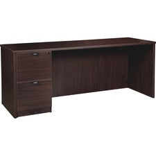 Lorell Prominence 2.0 Espresso Laminate Left-Pedestal Credenza - 2-Drawer - 66" x 24"29" , 1" Top - 2 x File Drawer(s) - Single Pedestal on Left Side - Band Edge - Material: Particleboard - Finish: Thermofused Melamine (TFM)