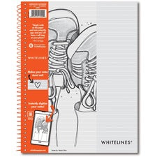 Roaring Spring Whitelines Premium Line Ruled Spiral Notebook - 70 Sheets - 140 Pages - Printed - Spiral Bound - Both Side Ruling Surface - 20 lb Basis Weight - 75 g/m&#178; Grammage - 11" x 8 1/2" - 0.33" x 8.5" x 11" - Gray Paper - 1 Each