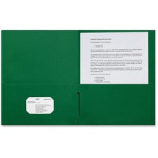 Sparco Letter Pocket Folder - 8 1/2" x 11" - 2 Internal Pocket(s) - Green - 25 / Box
