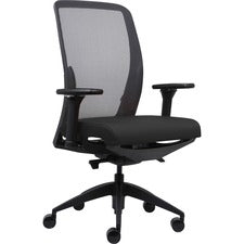 Lorell Executive Mesh Back/Fabric Seat Task Chair - Black Fabric Seat - High Back - Armrest - 1 Each