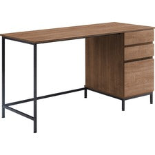 Lorell SOHO 3-Drawer Desk - 55" x 23.6" x 30" - 3 x File Drawer(s) - Single Pedestal on Right Side - Finish: Walnut