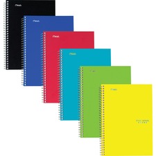 Mead Five Star Wirebound Subject Notebook - 2 Subject(s) - 100 Sheets - Spiral Bound - 6" x 9 1/2" - 9" x 7" x 2" - Assorted Cover - Durable Cover, Bleed Resistant, Perforated, Spiral Lock, Pocket Divider, Durable Cover, Smooth - 6 / Pack