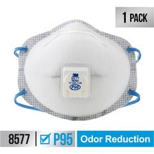 3M Advanced Filter Relief Respirator - Adjustable Nose Clip, Braided Headband, Exhalation Valve - Particulate, Odor Protection - White - 1 / Pack
