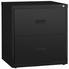 Lorell Lateral File - 2-Drawer - 30" x 18.6" x 28.1" - 2 x Drawer(s) for File - A4, Letter, Legal - Interlocking, Ball-bearing Suspension, Adjustable Glide, Locking Drawer - Black - Steel - Recycled