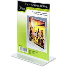 Double-sided Sign Holder - 1 Each - 5" Width x 7" Height - Rectangular Shape - Self-standing - Plastic - Clear