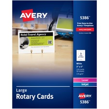 Avery&reg; Uncoated 2-side Printing Rotary Cards - Index Card - 3" x 5" - 150 / Box - 3 - Perforated, Heavyweight, Double-sided, Printable