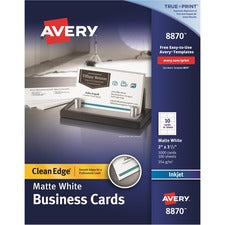 True Print Clean Edge Business Cards, Inkjet, 2 X 3.5, White, 1,000 Cards, 10 Cards/sheet, 100 Sheets/box