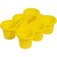Deflecto Antimicrobial Kids 6 Cup Caddy - 6 Compartment(s) - 5.3" Height x 12.1" Width x 9.6" Depth - Lightweight, Portable, Antimicrobial, Easy to Clean, Handle, Stackable, Mildew Resistant - Yellow - Plastic, Polypropylene
