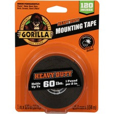 Gorilla Heavy Duty Mounting Tape - 10 ft Length x 1" Width - 1 Each - Black