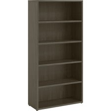 Lorell Prominence 2.0 Gray Elm Laminate Bookcase - 34" x 12"69" , 1" Top, 0.1" Edge - 5 Shelve(s) - Material: Particleboard, Thermofused Melamine (TFM) - Finish: Gray Elm